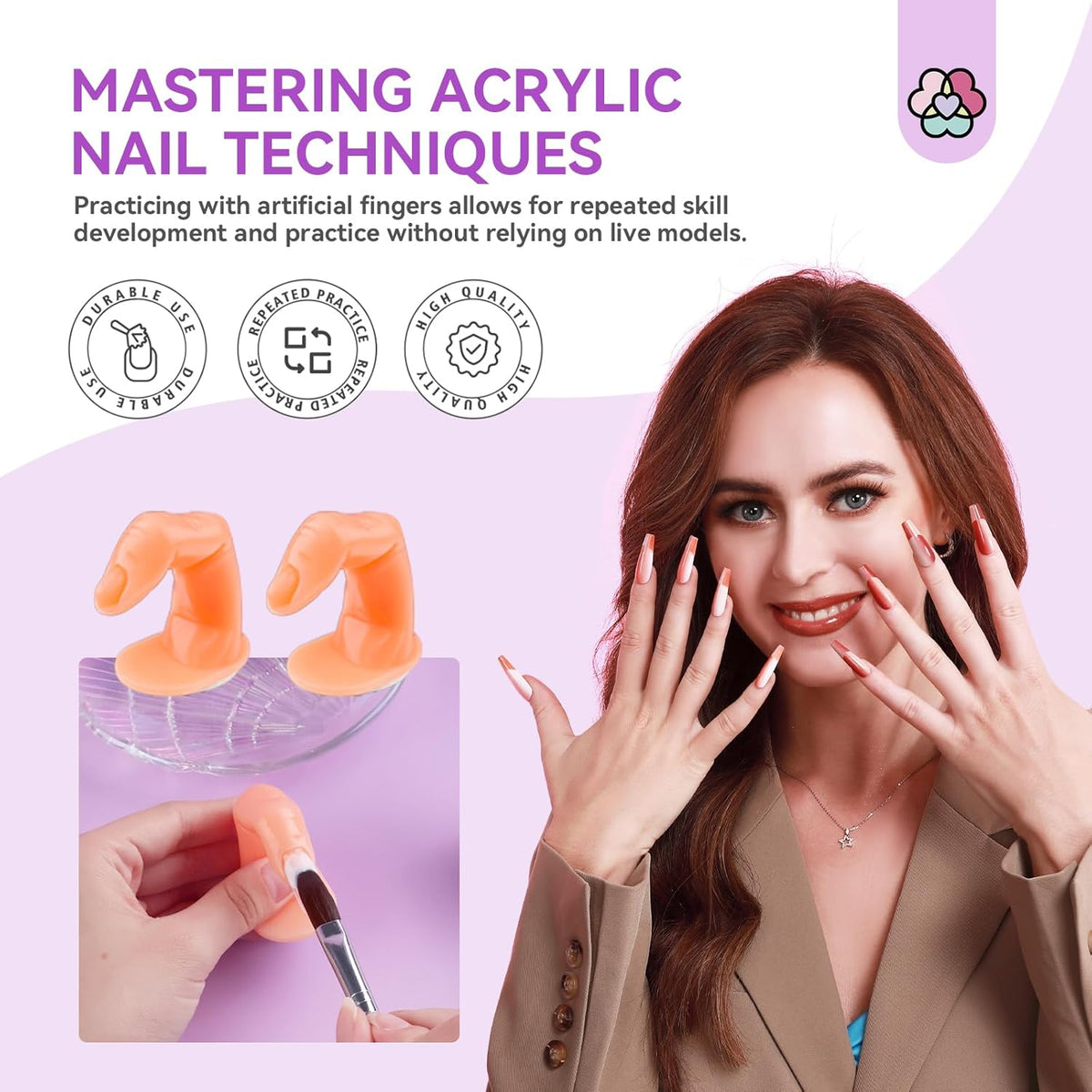 SAVILAND Essentials Acrylic Nail Kit for Beginners: White Pink Clear Acrylic Powder and Liquid Set