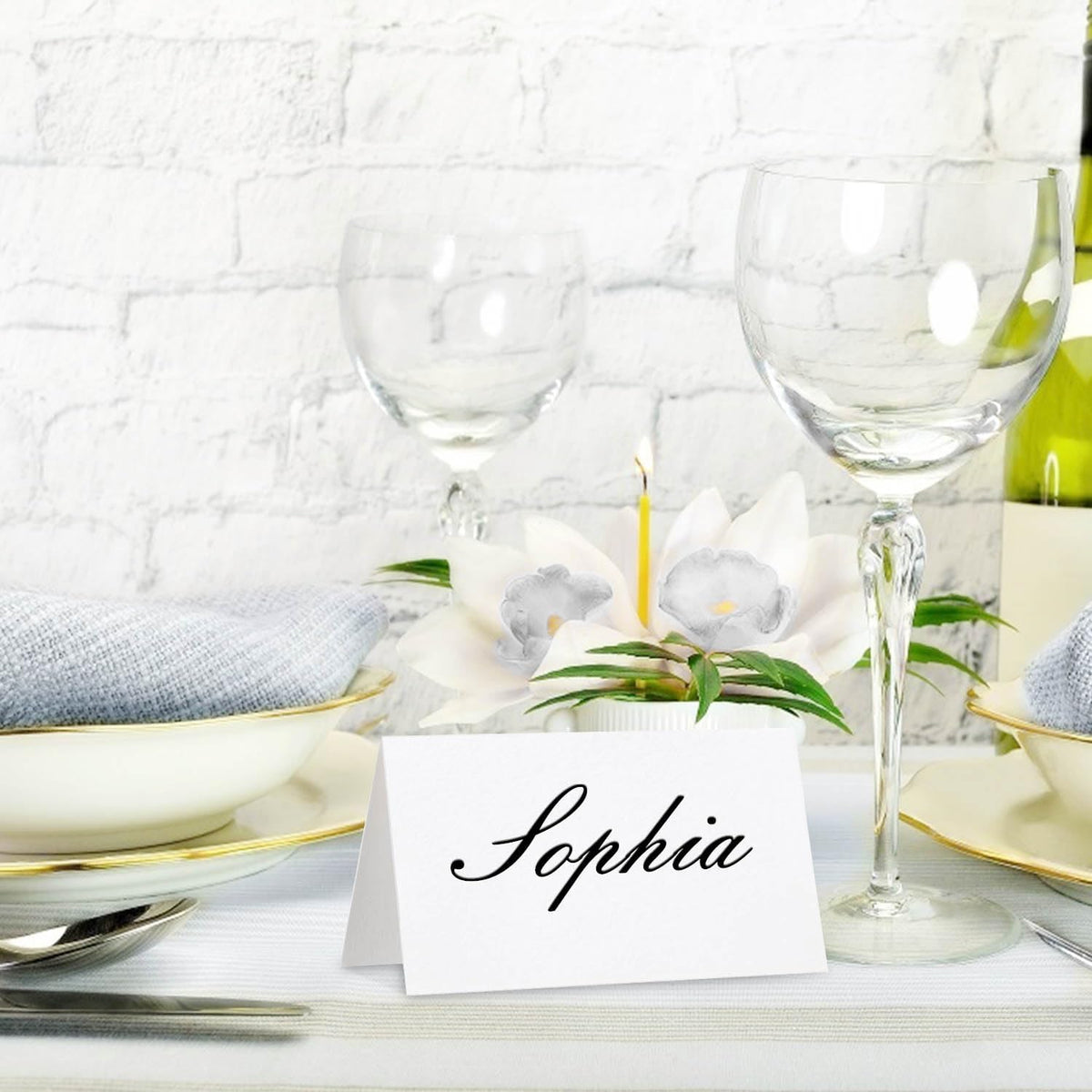 60 Pcs Premium Place Cards, 2x3.5in Small Tent Cards, Blank Fillable Banquet Seat Cards, Name