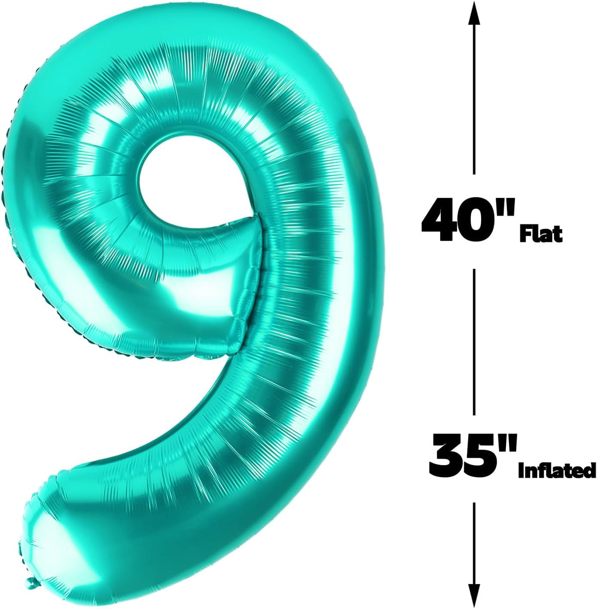 Big Teal Blue 40 Inch 9 Balloon Number, Jumbo Giant 9th 19 29 39 49 99 Birthday Party Decorations