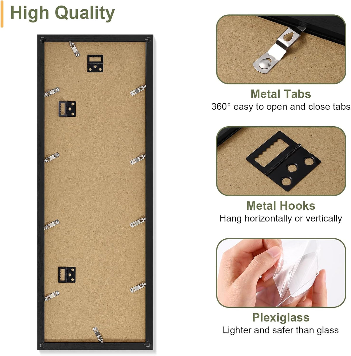 Vittanly 8x24 Collage Picture Frame, Displays 5Pcs 4x6 Pictures with Mat, Picture Frames Collage