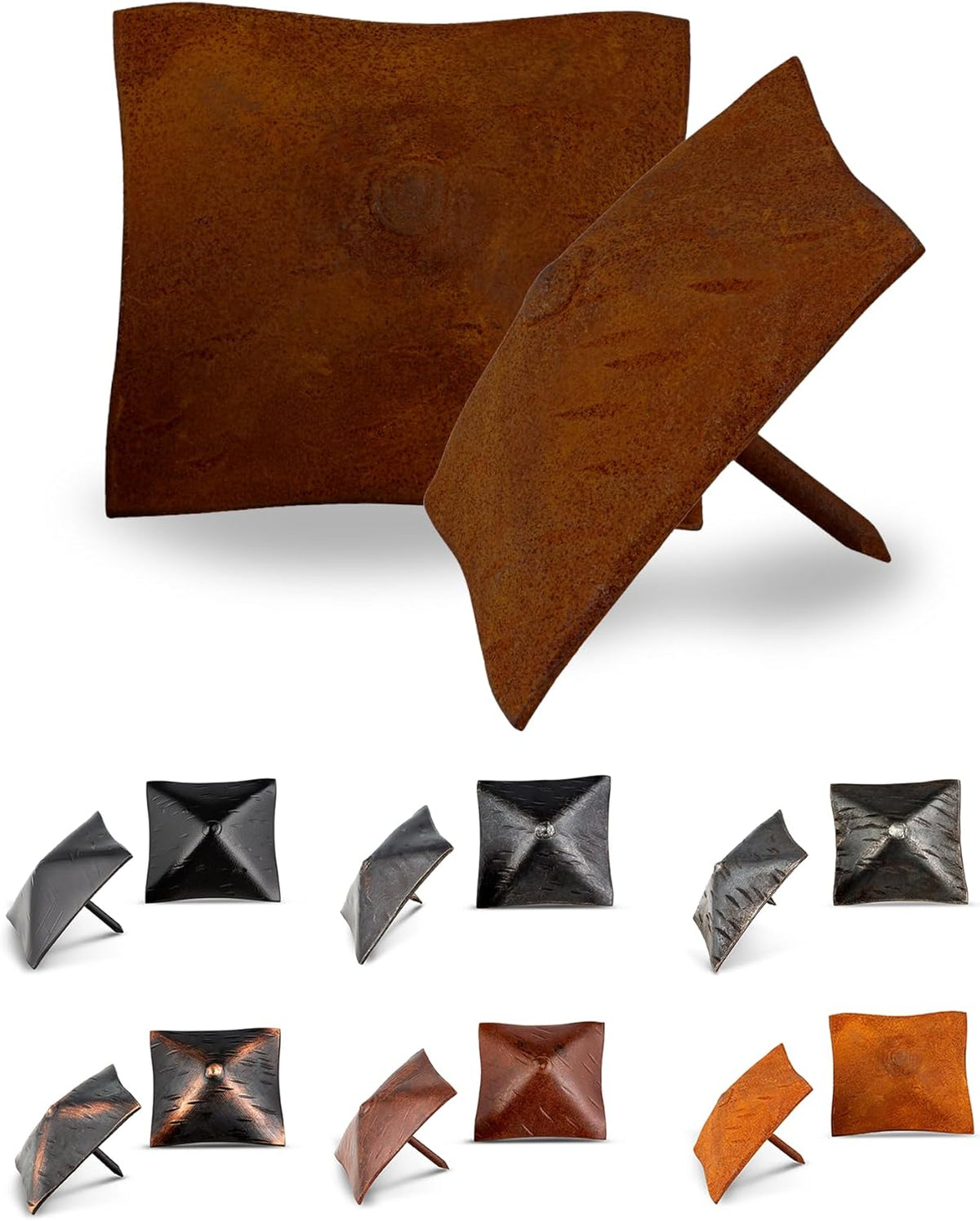 100 Pack 2" Square Head Iron Clavos Decorative Nails – Rusted – Handmade Rustic Square Fasteners