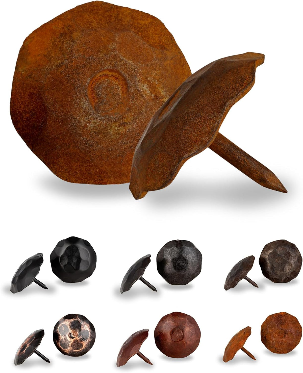 10 Pack 1.25" Round Head Iron Clavos Decorative Nails – Rusted – Handmade Rustic Round Fasteners