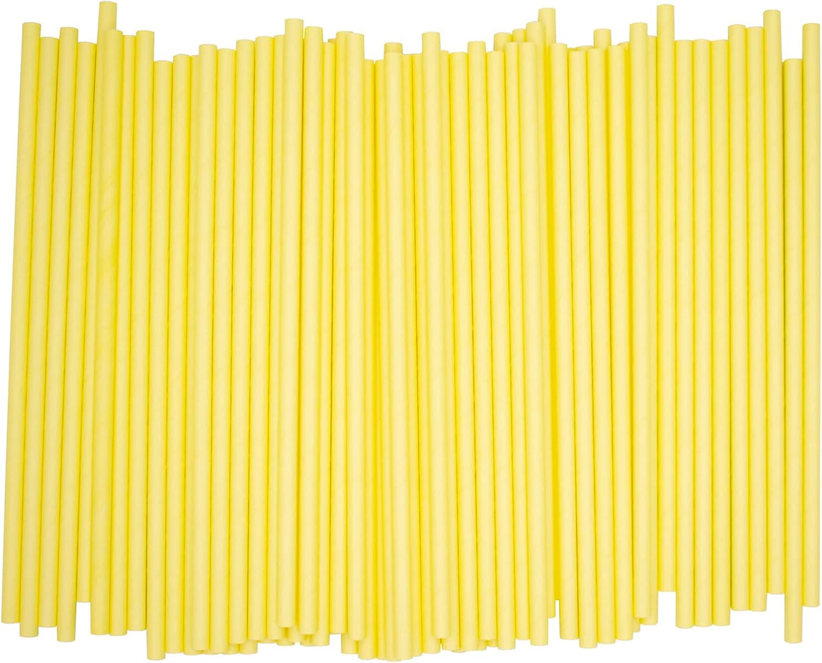 Pack of 300 Pastel Yellow Biodegradable 4-Ply Paper Drinking Straws (Compostable, Non-toxic