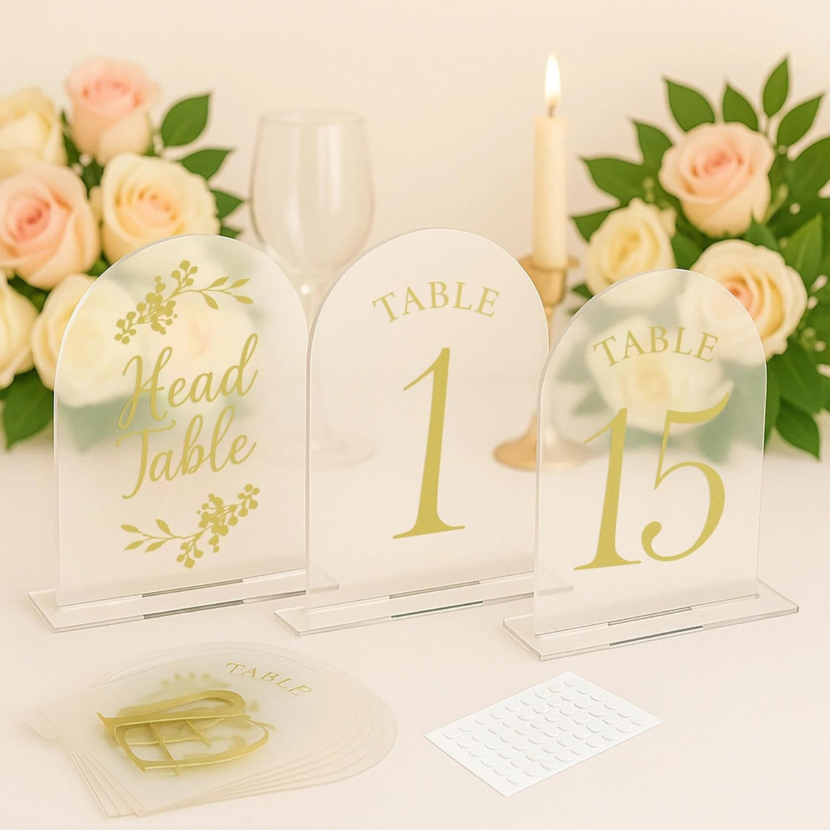 Wedding Table Numbers 1-15 Clear Acrylic Seating Number Signs for Weddings Reception Anniversary