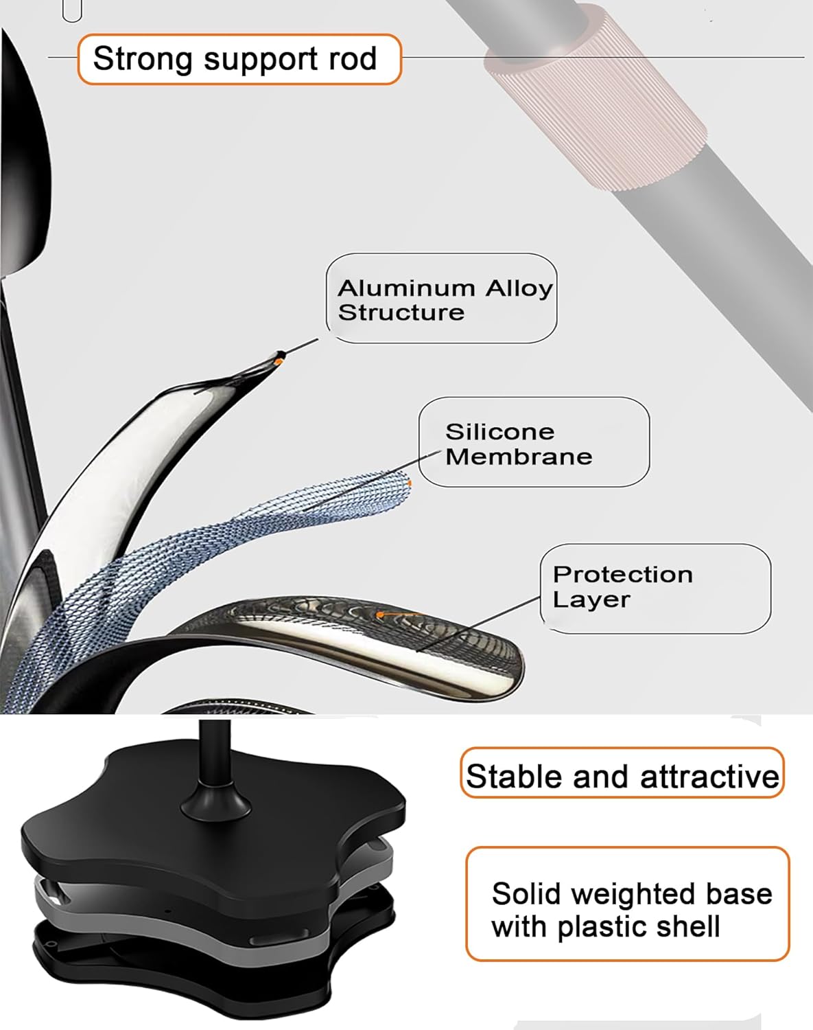 Mic Stand Floor with Boom Arm Microphone Stand with Heavy Weighted Base, Adjustable Height 25" to