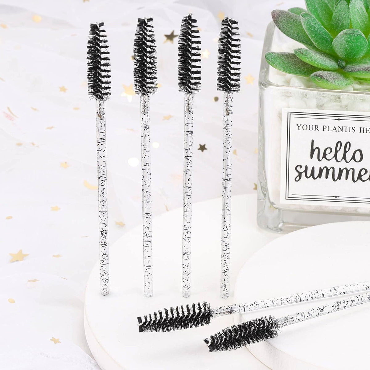 Tbestmax 2000 Disposable Mascara Wands Eyelash Brush Spoolies for Eyebrow Eye Lash Extension Black