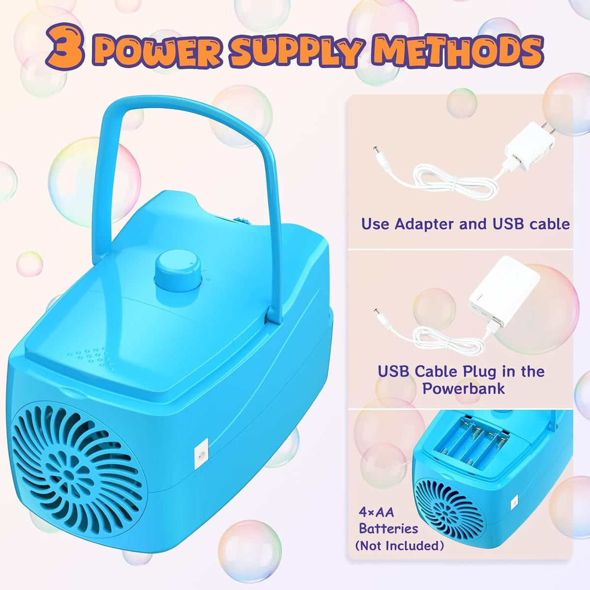Bubble Machine, 18000+ Bubbles Per Minute Bubble Maker Blower for Kids Toddlers with 2 Speeds,6