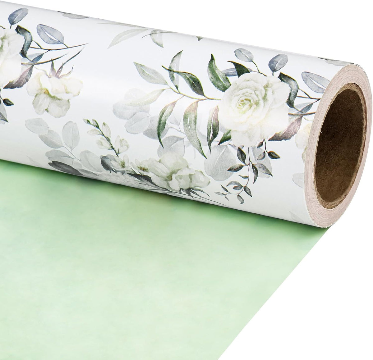 RUSPEPA Reversible Floral Wrapping Paper for Women Girls, Mini Roll, Elegant Flower Greenery and