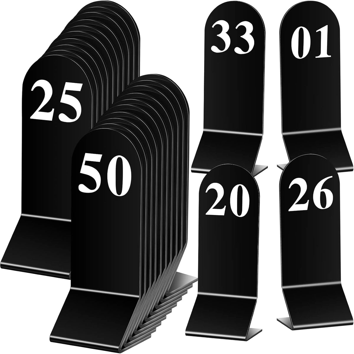 Remerry 50 Pcs Table Numbers 1-50 Acrylic Double Sided Number Cards Acrylic Tent Table Holders Tent