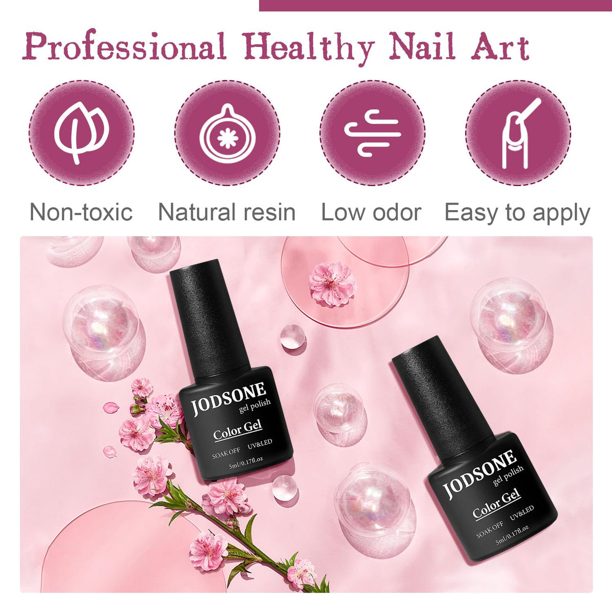 JODSONE Gel Nail Polish Starter Set Ribbon Glitter Summer Light Winter Dark Glossy 36-Piece