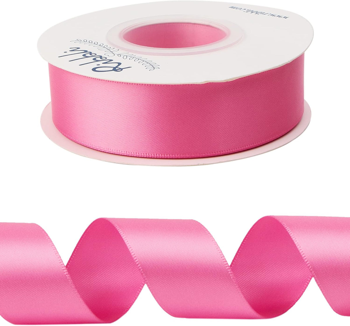 Ribbli Hot Pink Double Faced Satin Ribbon,1” x Continuous 25 Yards,Use for Bows Bouquet,Gift