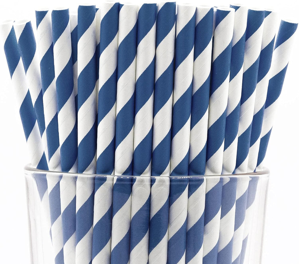 Pack of 900 Navy Blue Swirls Biodegradable 4-Ply Paper Drinking Straws (Compostable, Non-toxic