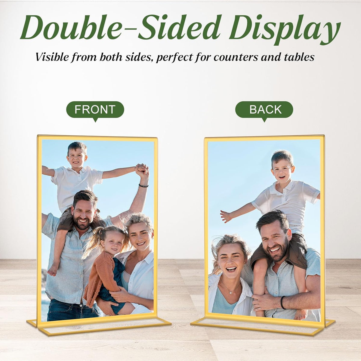 30 Pack 4x6 Gold Acrylic Sign Holders, Double Sided Clear Frames for Wedding Table Numbers, Menu