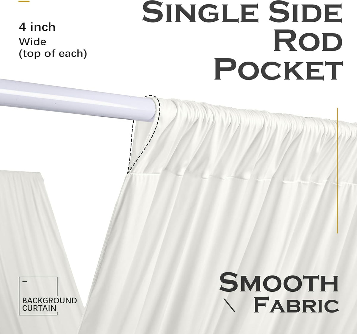 PartyVillage 10 Panels 5ftx30ft Ivory Ceiling Drapes for Wedding Parties – 30 FT Extra Long Thick