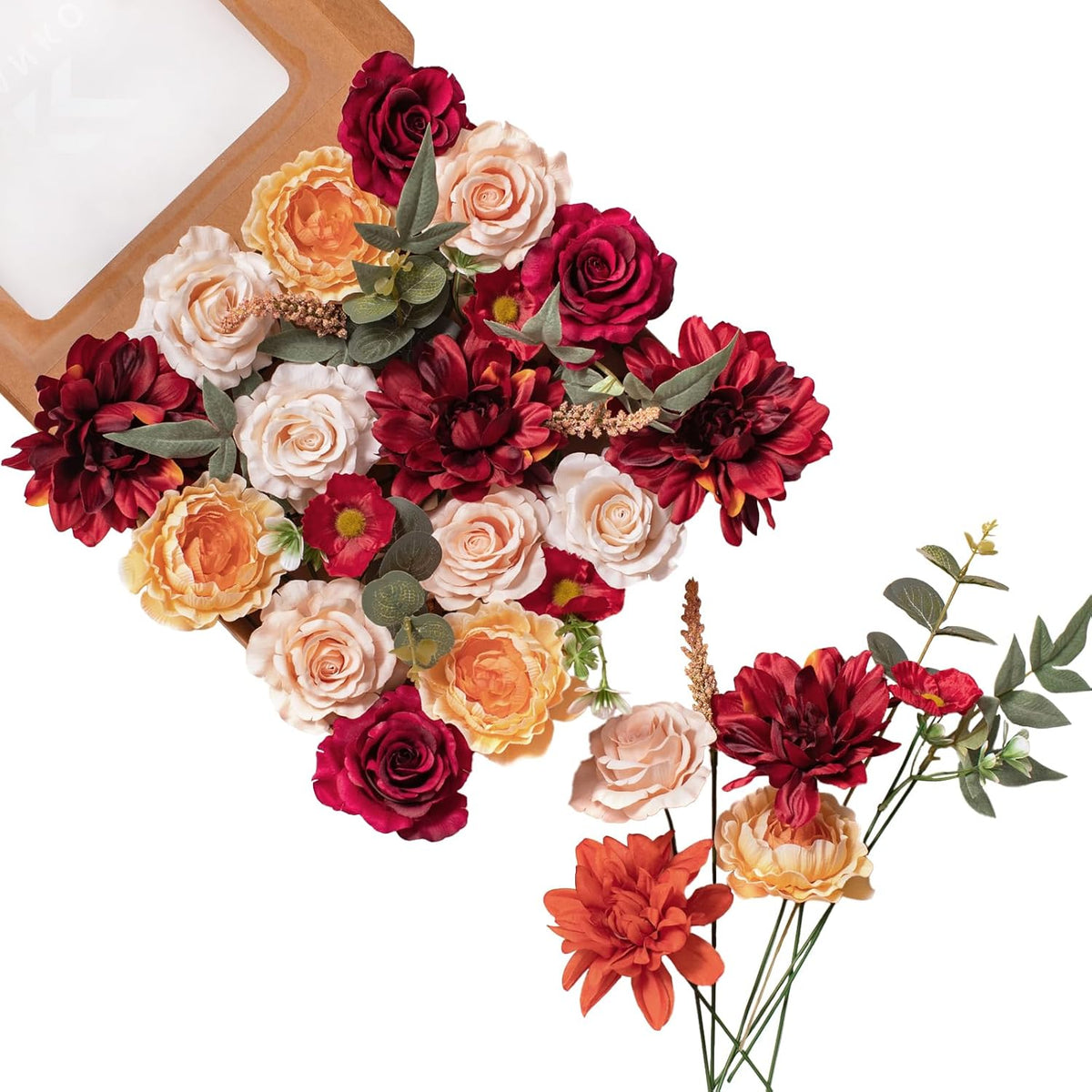 FANKO Rose Artificial Flowers Combo for DIY, Fake Rose Artificial Silk Flowers with Greenery, Real