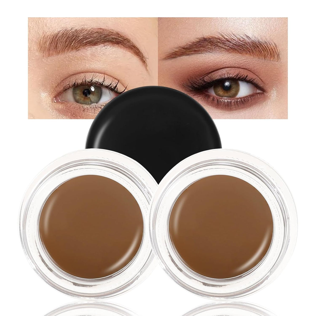 Boobeen 2 Pcs Eyebrow Pomade Cream, Waterproof Brow Pomade Gel High Pigmented Long-lasting for
