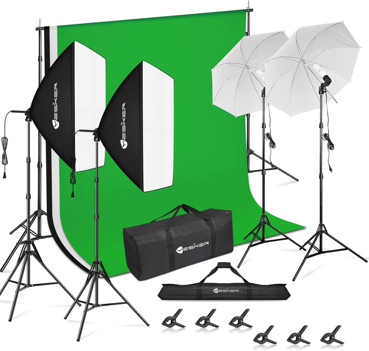 Yesker Photography Lighting Kit 8.5 x 10 ft Background Support System Umbrellas Softbox Continuous
