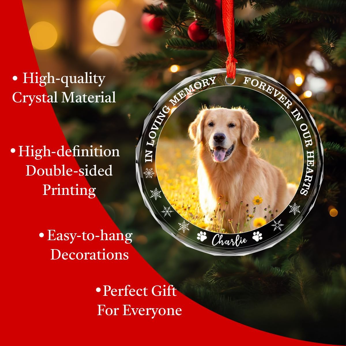 Personalized Dog Memorial Glass Ornaments, Pet Sympathy Gifts, Pet Remembrance Ornaments, Loss of