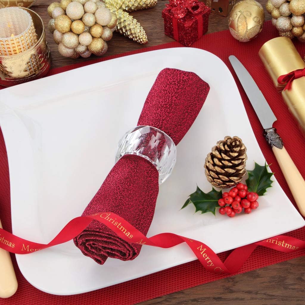 MDLUU 4 Pcs Crystal Napkin Rings, 2.3" Diameter Serviette Buckles, Clear Napkin Holder Rings for