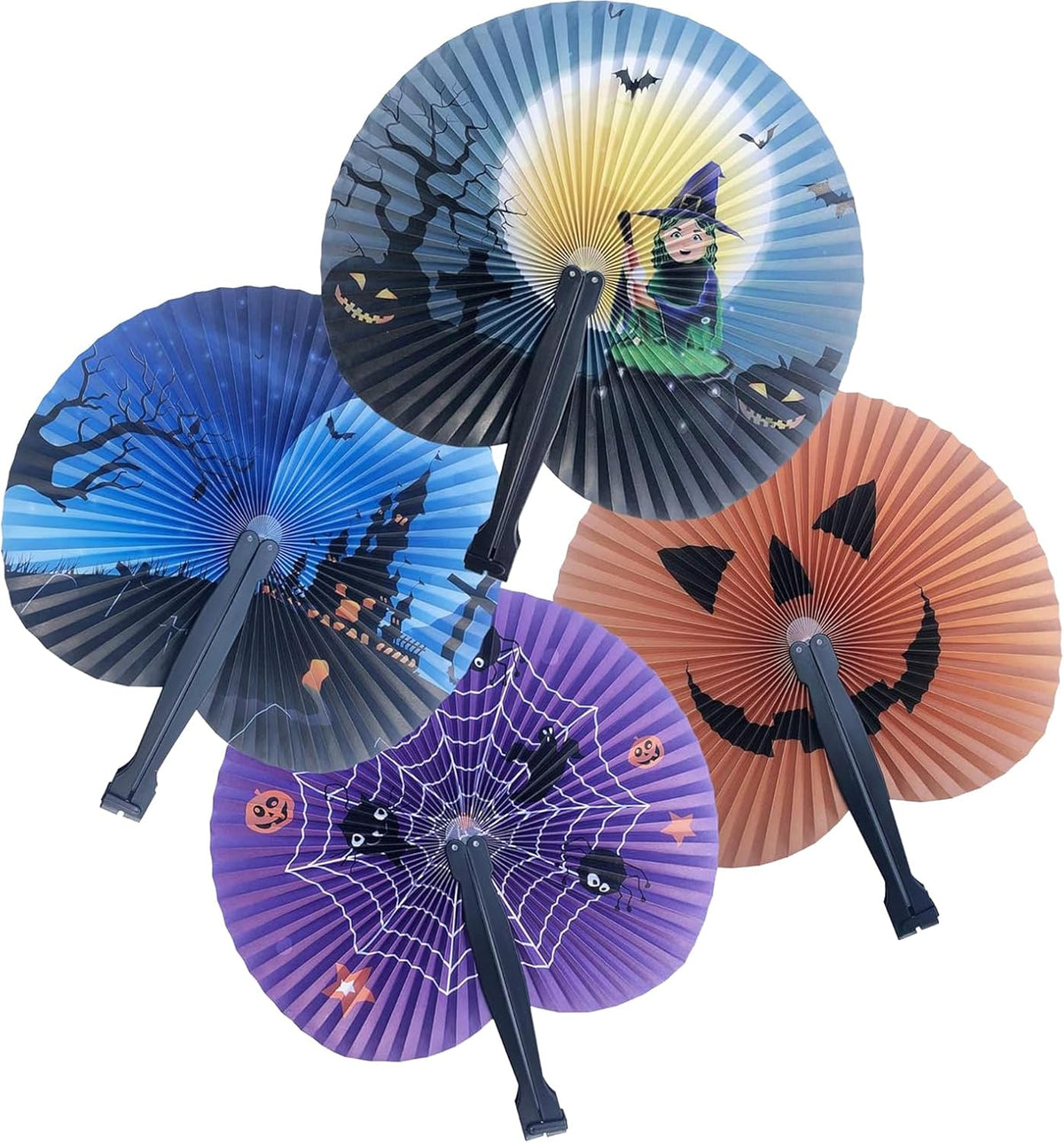 20 Pack Halloween Party Decoration Handheld Folding Paper Fan Bulk Set for Halloween Party Supplies