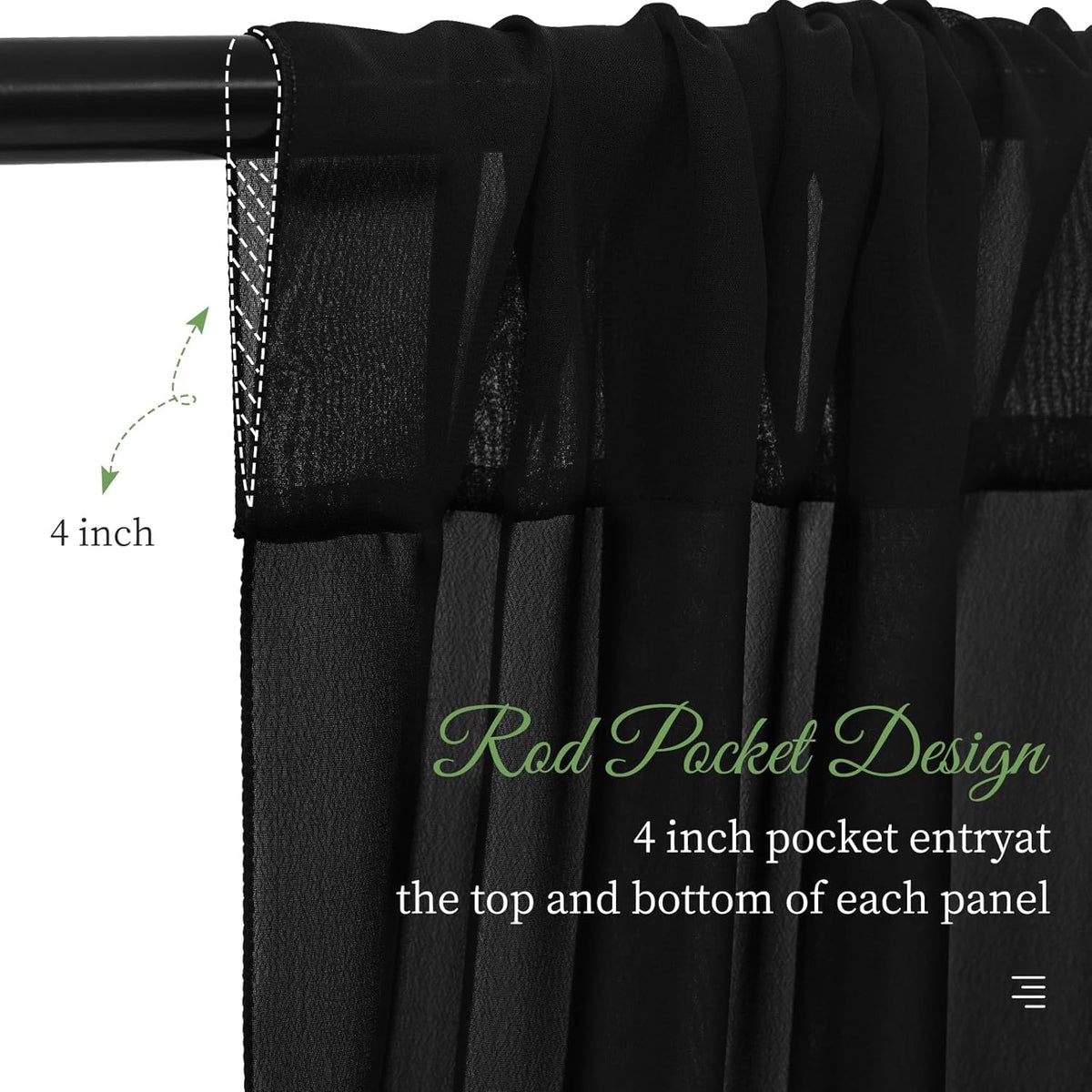 6 Panels Black Wedding Ceiling Drapes 5ftx40ft Ceiling Drapes Chiffon Fabric Arch Draping Sheer
