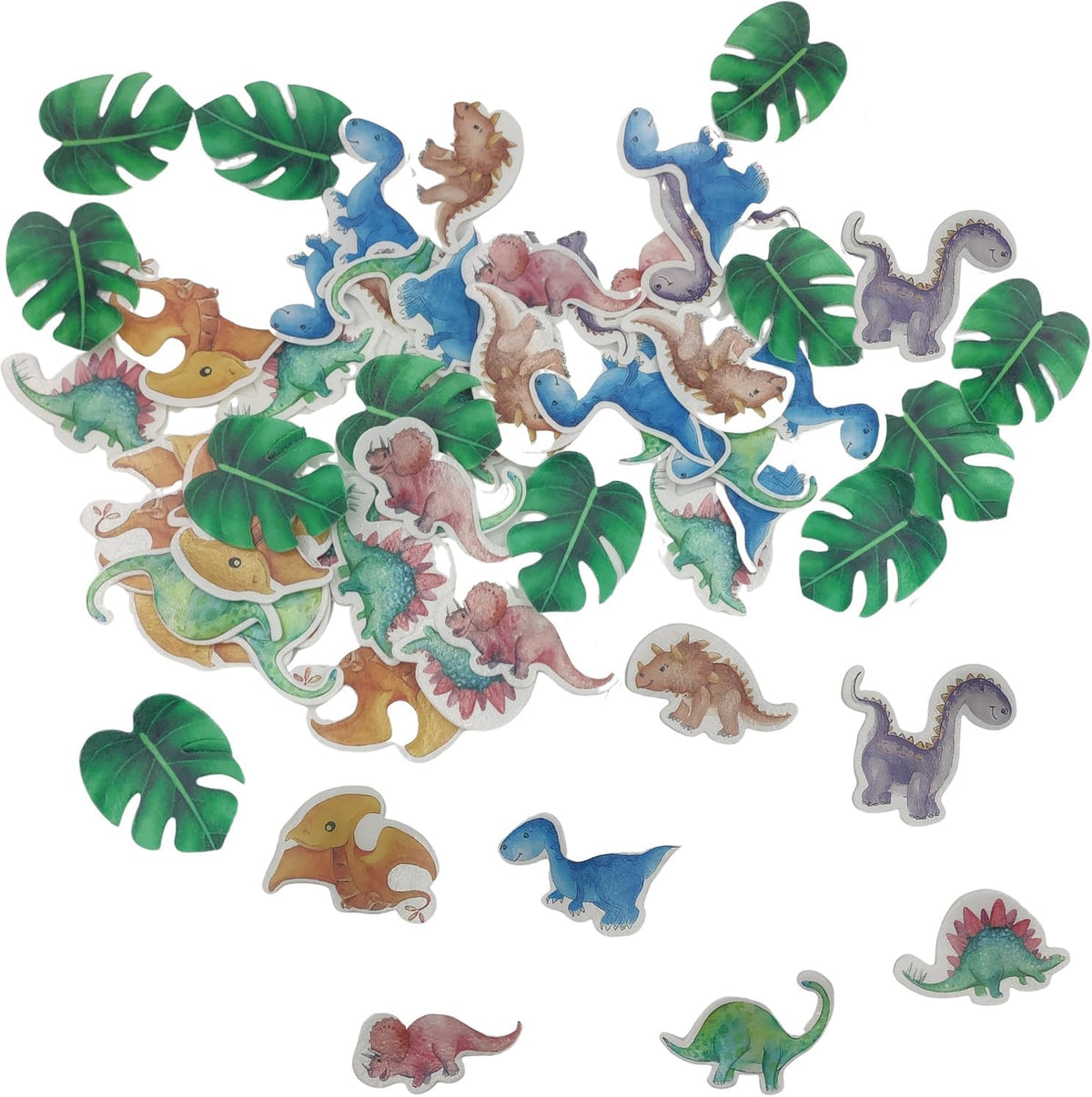 62pcs Edible Dinosaur and Turtle Back Leaves Cake Topper Cupcake Toppers Wedding Themed Party
