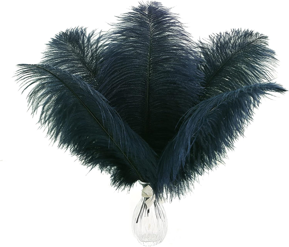 Ballinger Navy Blue Ostrich Feathers Plumes - 24pcs 10-12inch Craft Feathers for Wedding Party
