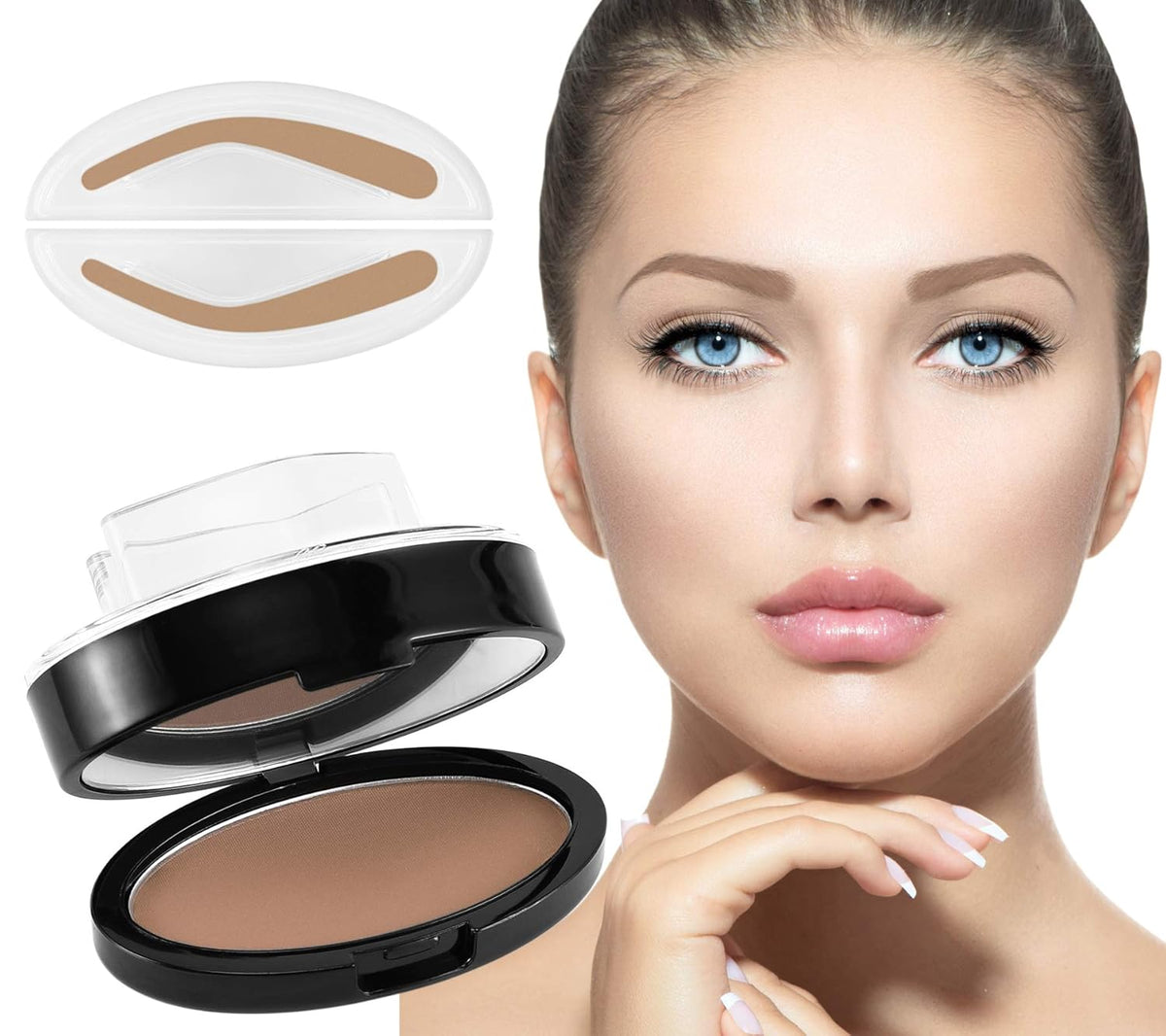 Boobeen Eyebrow Seal Stamp Powder - Waterproof 3 Seconds Eye Make Up Nature Coloring Kit - Creates