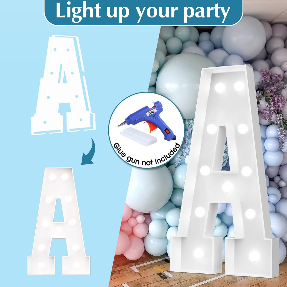Ledido 4FT Marquee Light Up Letters, Cool White Light Up Letters Large Marquee Letter for Party
