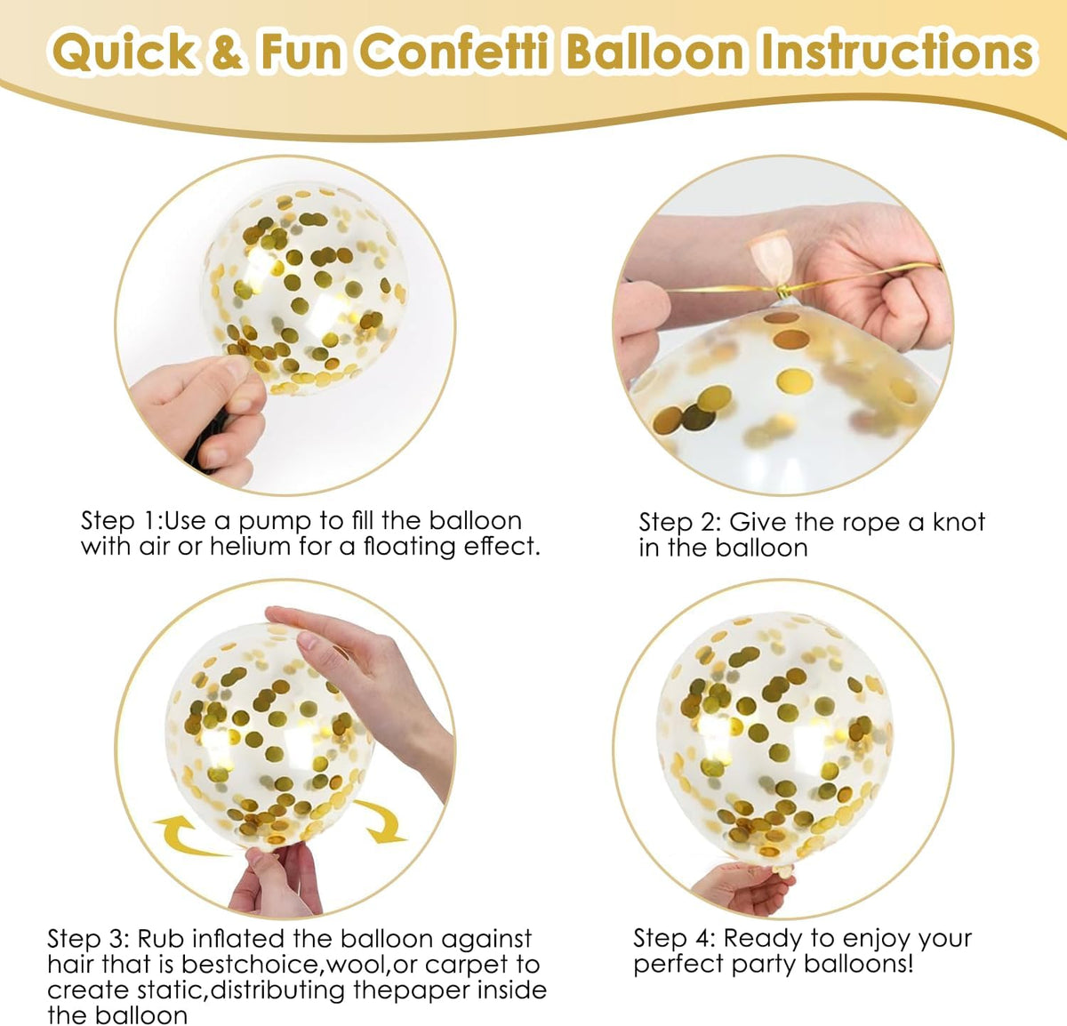 White and Gold Confetti Balloons, 50pcs 12 Inch Metallic Champagne Gold Latex Balloons Matte Sand