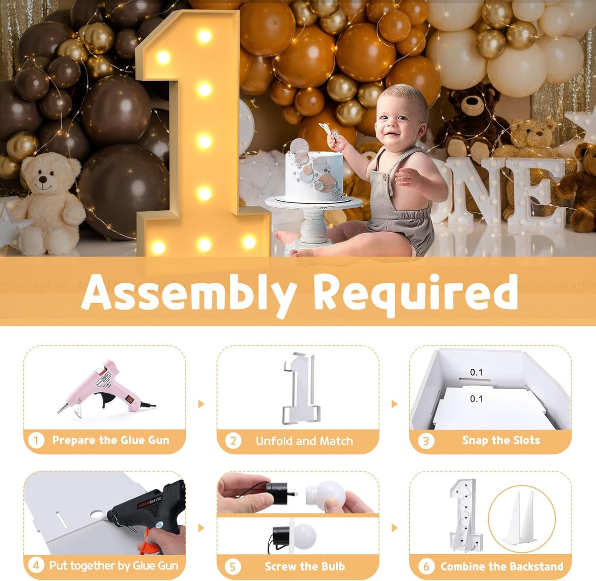 imprsv 3FT Marquee Numbers, Light Up Numbers for 1st 21st Birthday Decorations Anniversary Party