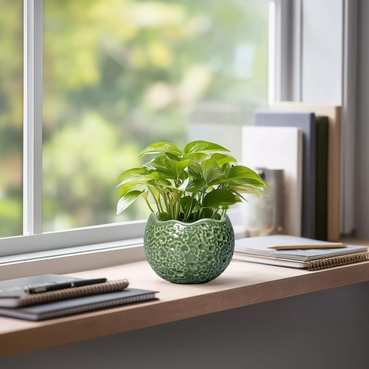 Ceramic Plant Pots - 4 inch Plant Pot with Drainage Hole, Small Pots for Plants Indoor Outdoor