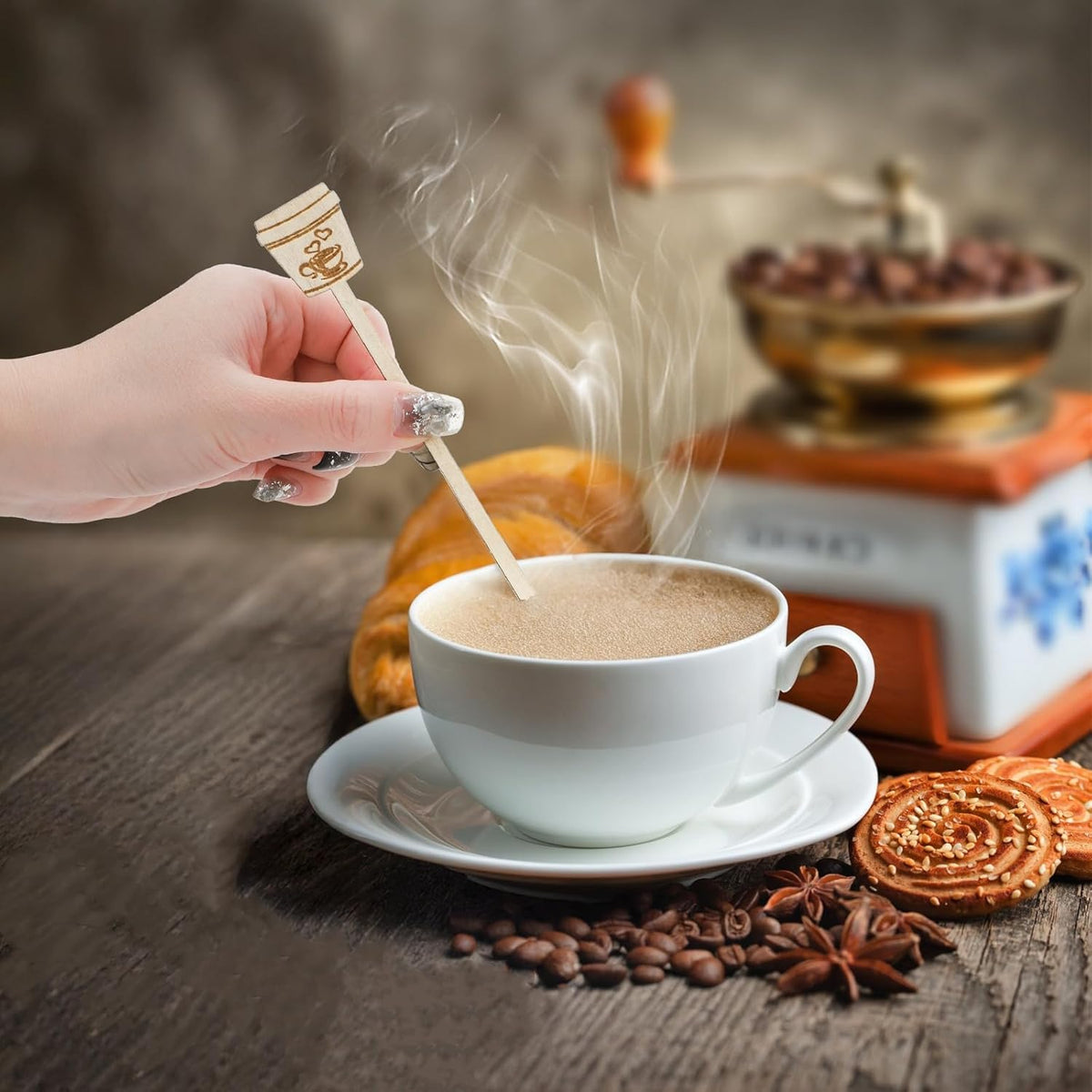 200 Pieces Wooden Coffee Stirrers, 6 inch Disposable Coffee Stir Sticks, Hot Drink Beverage