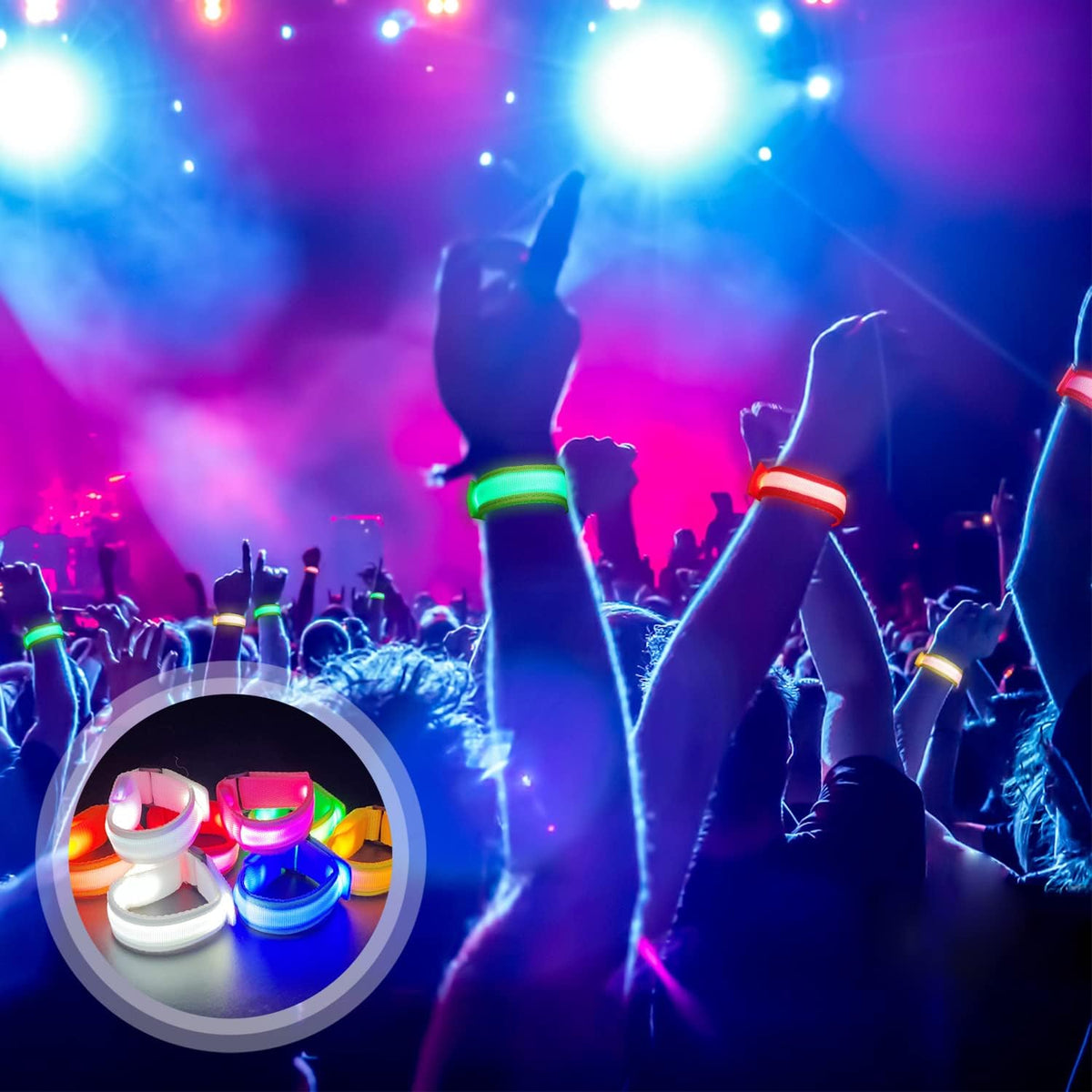 M.best 32pcs LED Light Up Bracelets Glow Flashing Wristbands Glow in The Dark Party Supplies for
