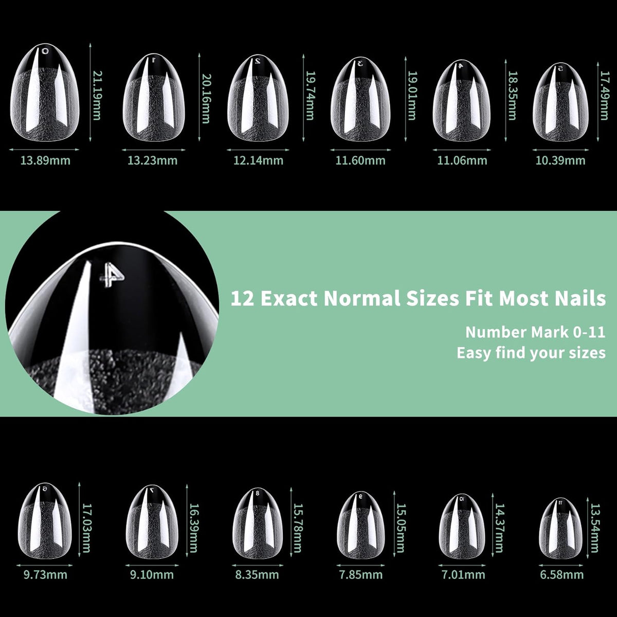 Short Round Oval Nail Tips, 216pcs Acrylic Soft Fake Nails Gel Nail Tips, Full Cover Pre-Shaped