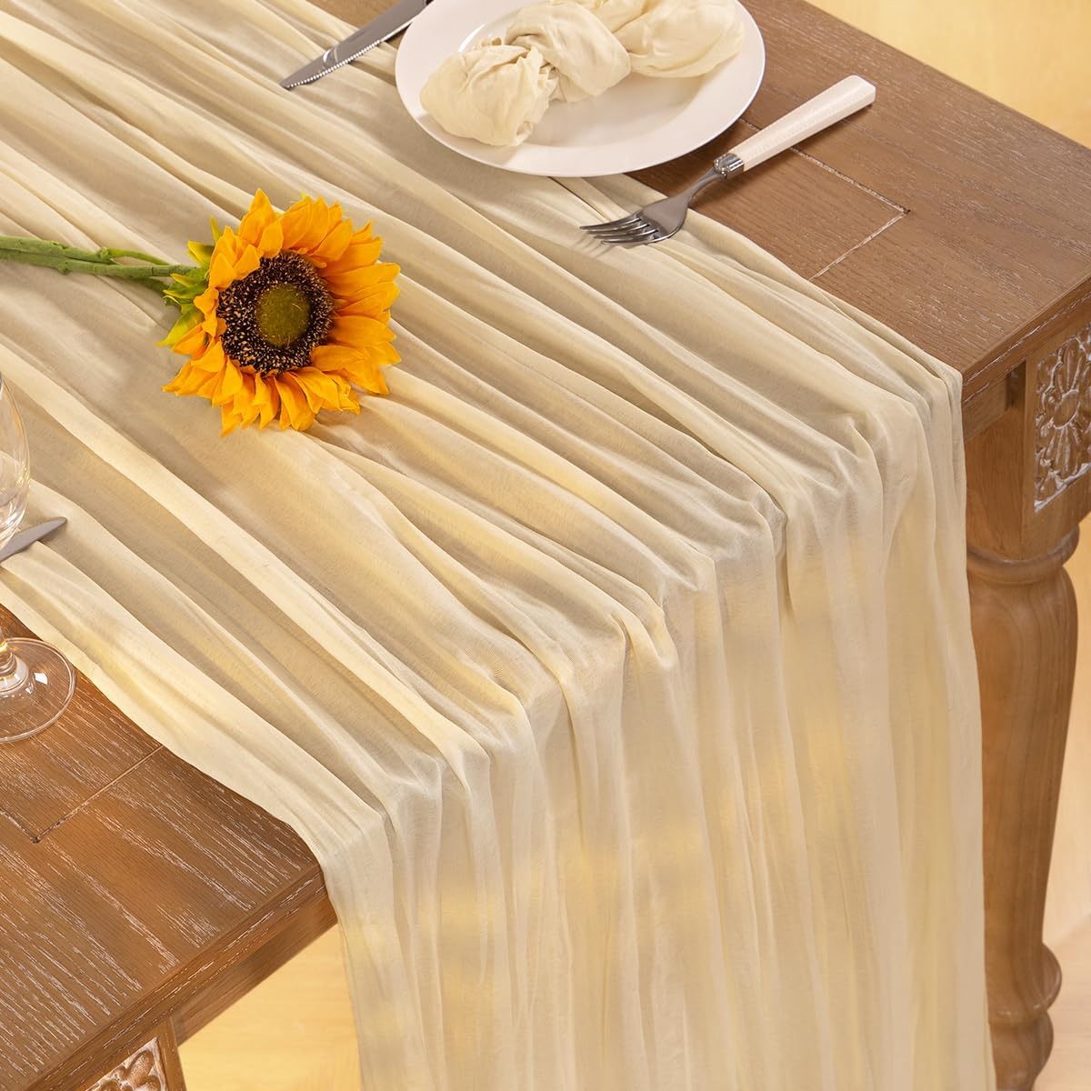 Beige Cheesecloth Table Runner 12 Pack Fall Table Runners 120 Inches Boho Gauze Cream Cheese Cloth