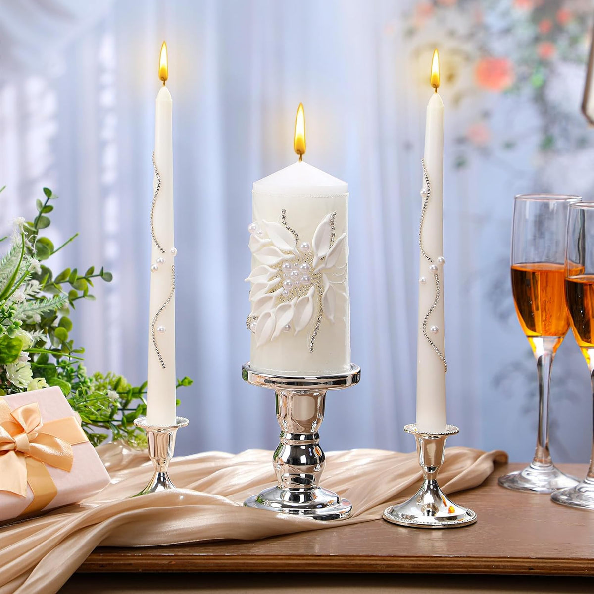 Irenare Unity Candles with Holder for Wedding Ceremony Wedding Decortions Accessories Glass Candle