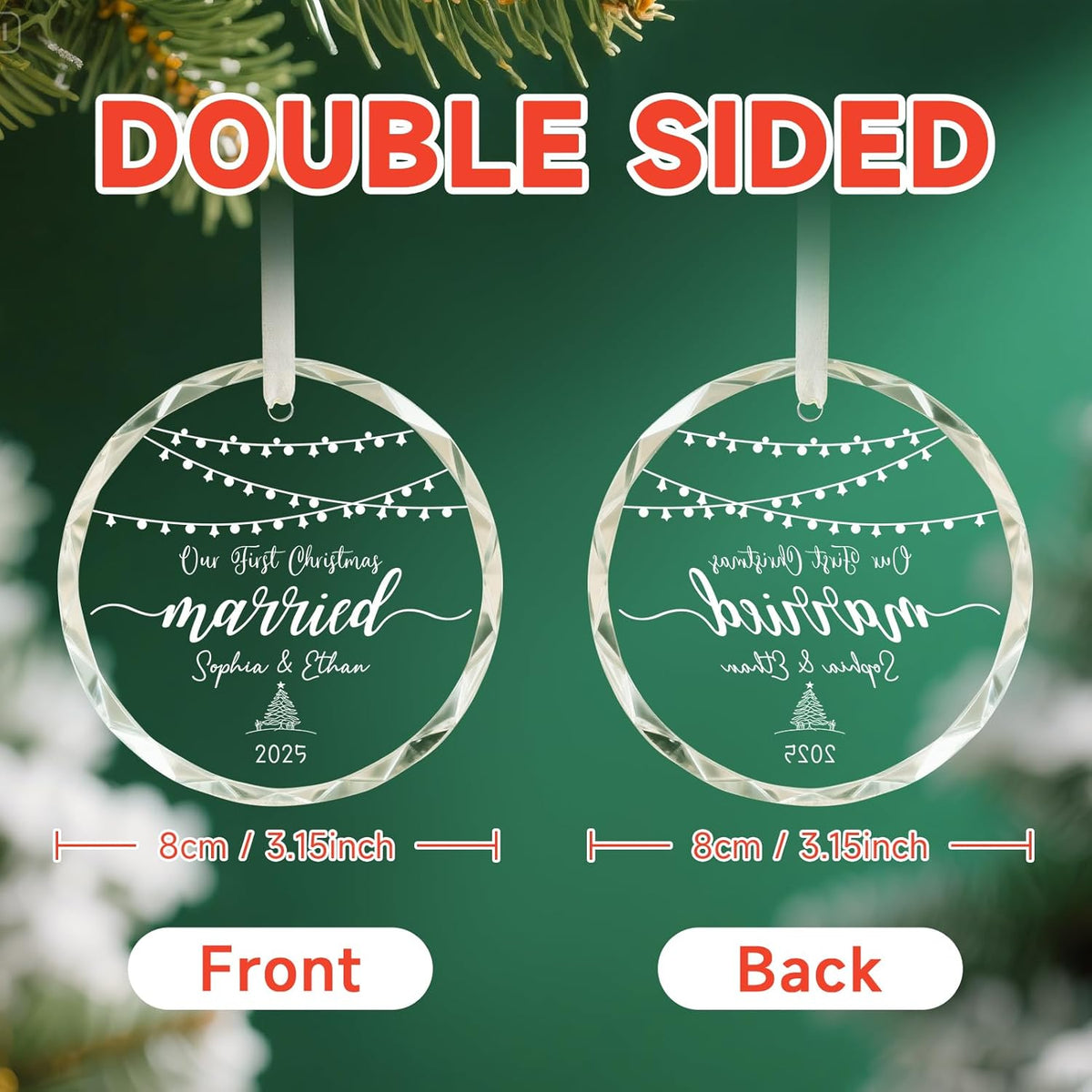 First Christmas Married Ornament 2025, Personalized Christmas Ornaments, Cuztomized Wedding, Bridal