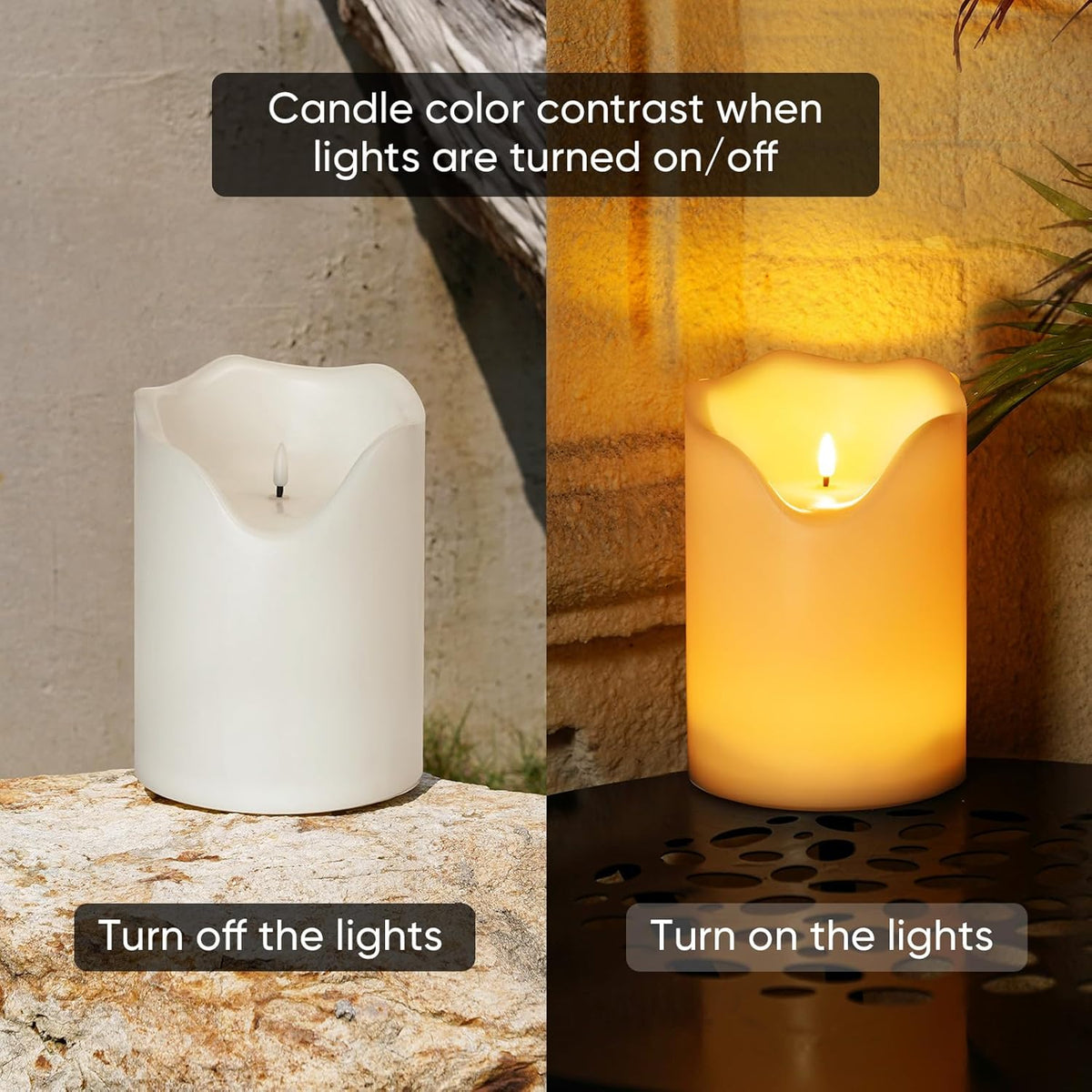 Homemory 6.3" x 8" Extra Large Outdoor Waterproof Candle with Auto 6-Hour Timer, Big Flameless