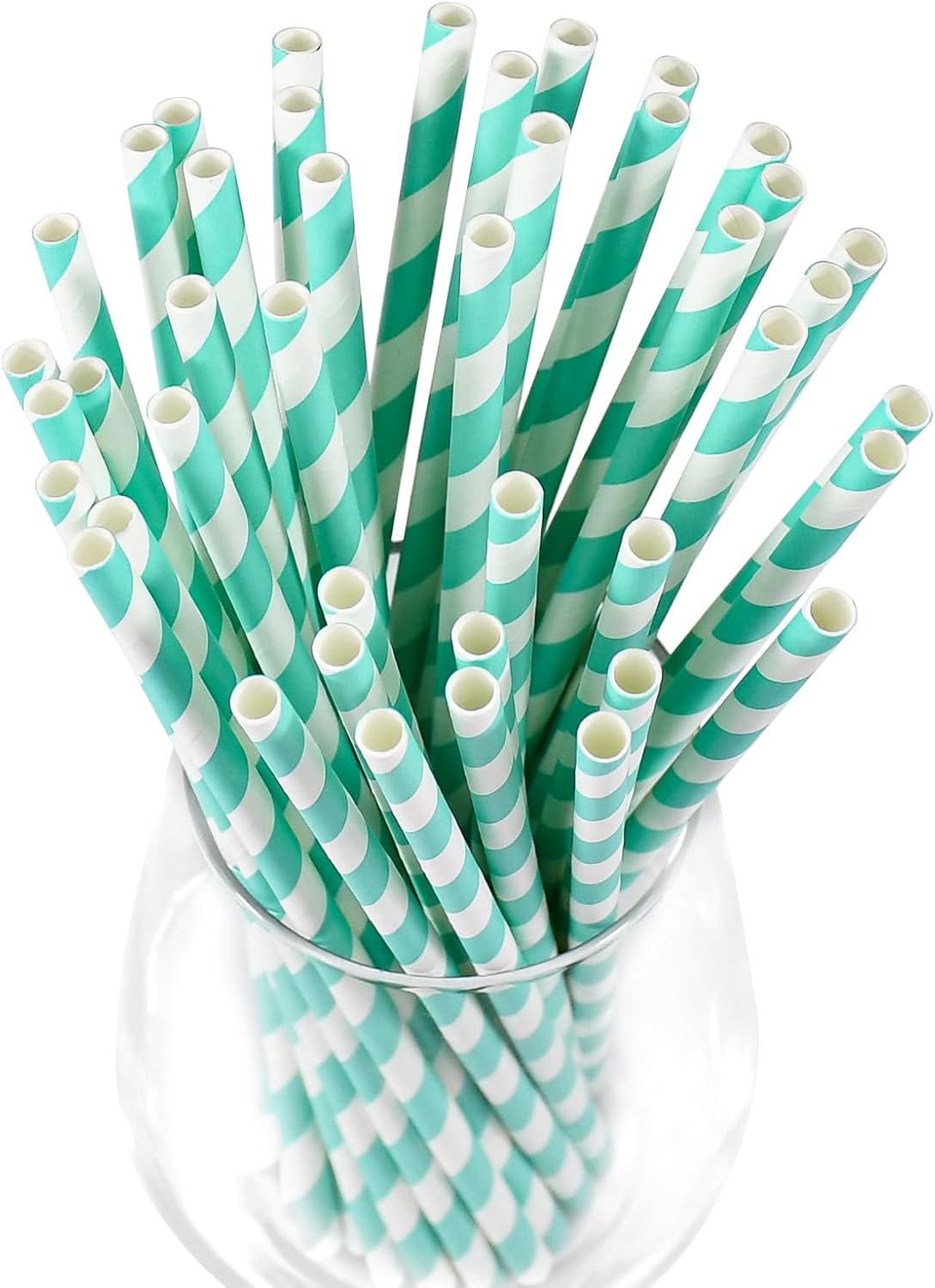 Light Blue 7.75 inch Disposable Paper Straws for Drinking, 100 Counts, Eco-friendly - for Baby