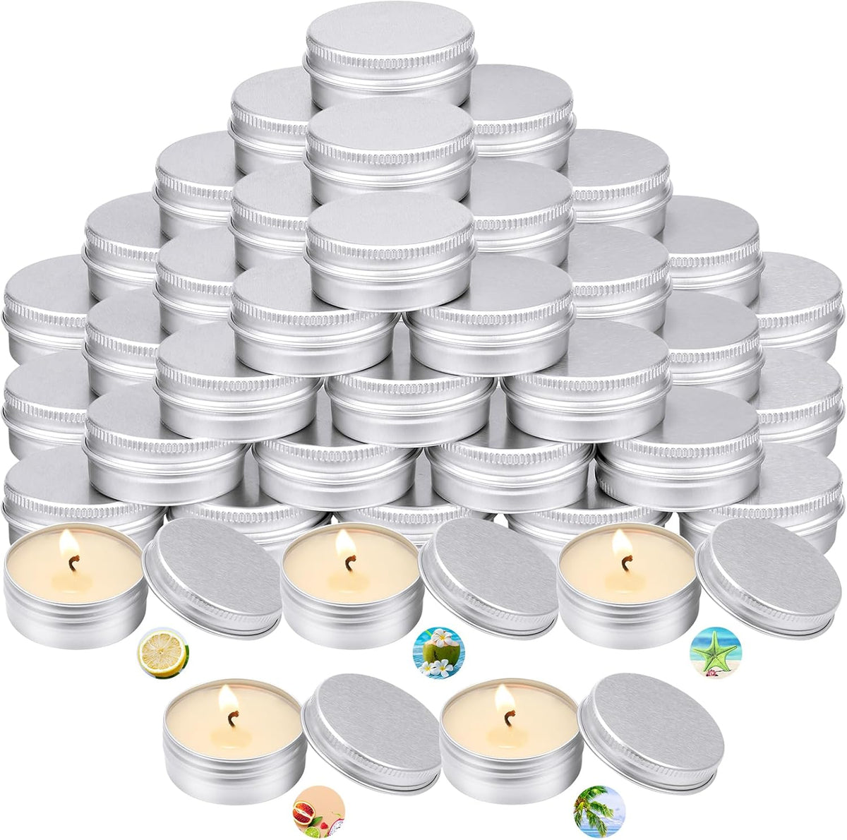 MTLEE 50 Pcs Wedding Scented Candles Gift Travel Tin Candle Aromatherapy Candle for Christmas