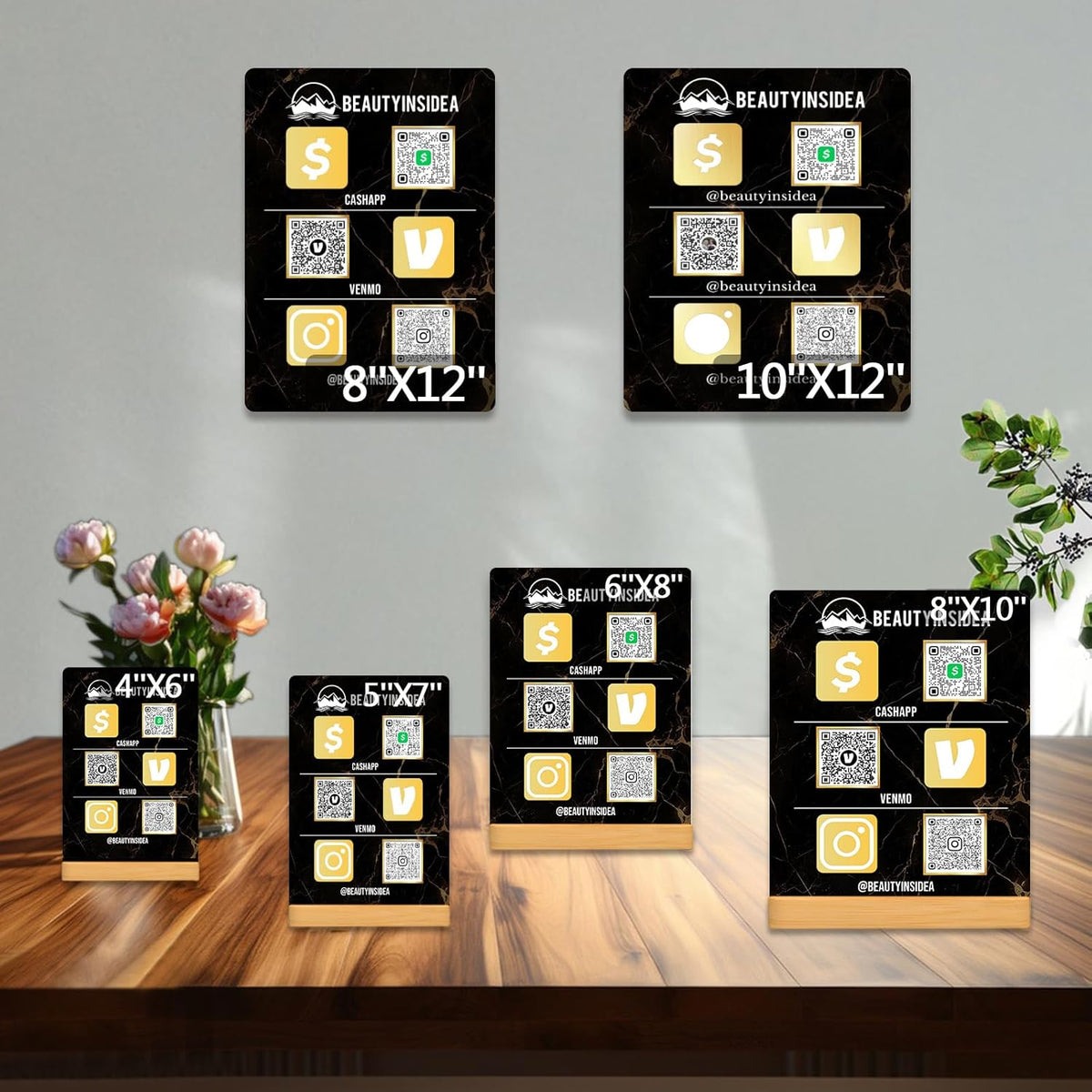Personalized Custom Metal QR Code Sign Venmo Cashapp Scan to Pay with Stand Instagram Facebook