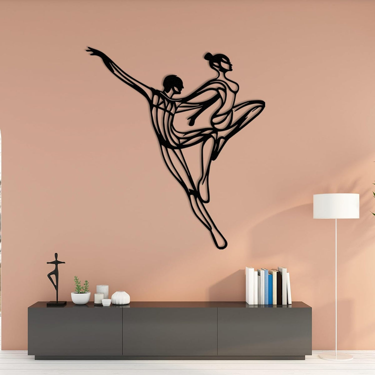 Wita Home Dancing Couple Metal Wall Art, Modern Minimalist Line Art Sculpture, Over the Bed Home