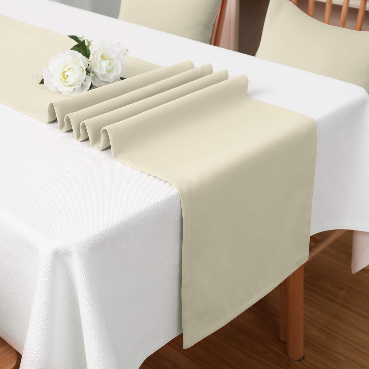 DUALIFE 2 Pack Table Runner 14 x 72 Inch Long Table Cloth Table Runners for Wedding Engagement