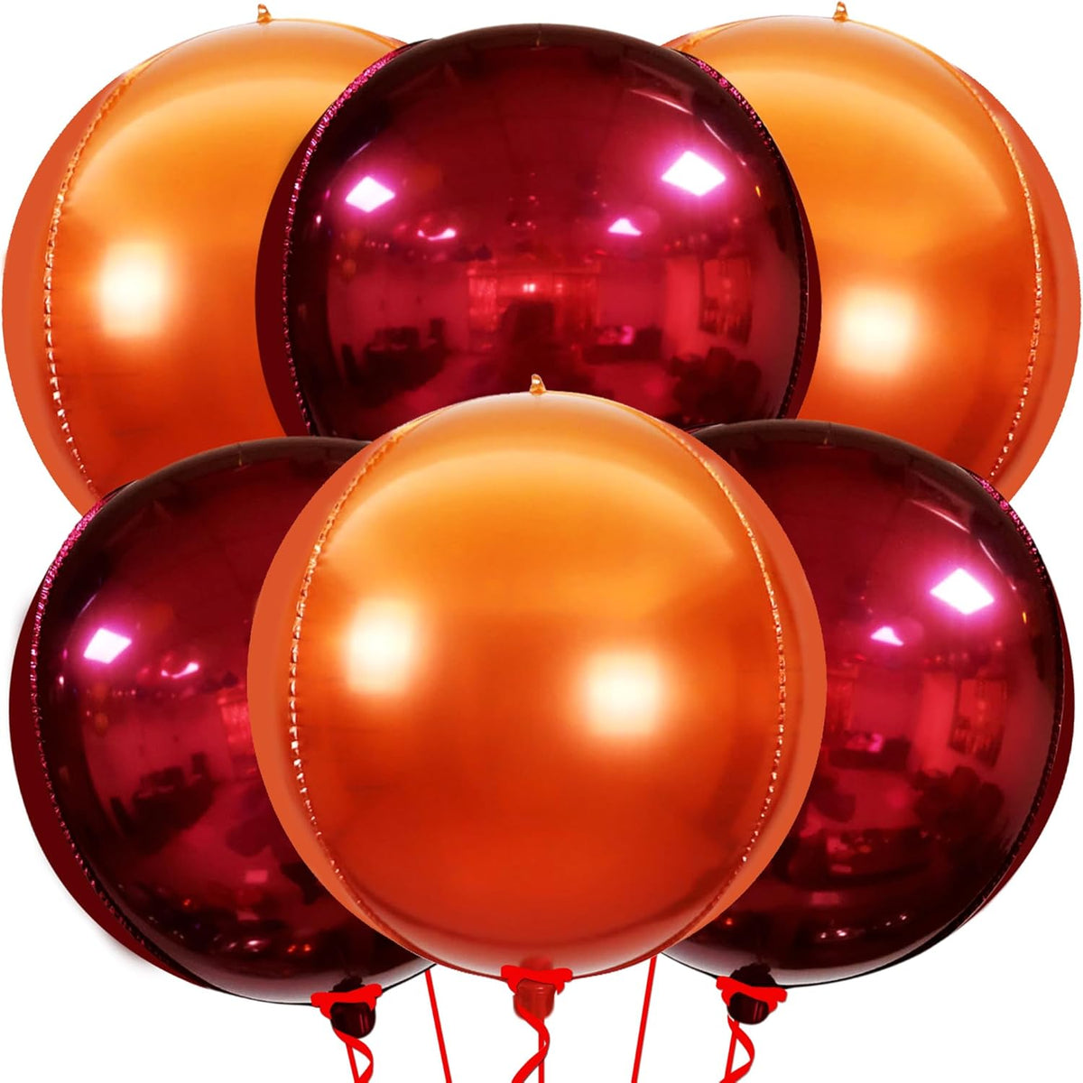 Katchon, Large Metallic Maroon and Orange Foil Balloons -22 Inch-pack of 6 | Fall Decorations For