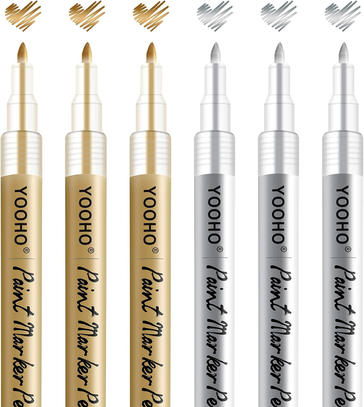 Paint Pen Gold Silver Metallic Permanent Acrylic Markers Set for Fabric Glass Rock Wooden Ceramic