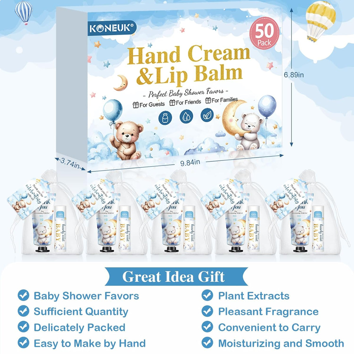 50 Pack Lip Balm and Hand Cream Bulk Gifts Sets, Baby Shower Party Favors and Bridal Shower Favors