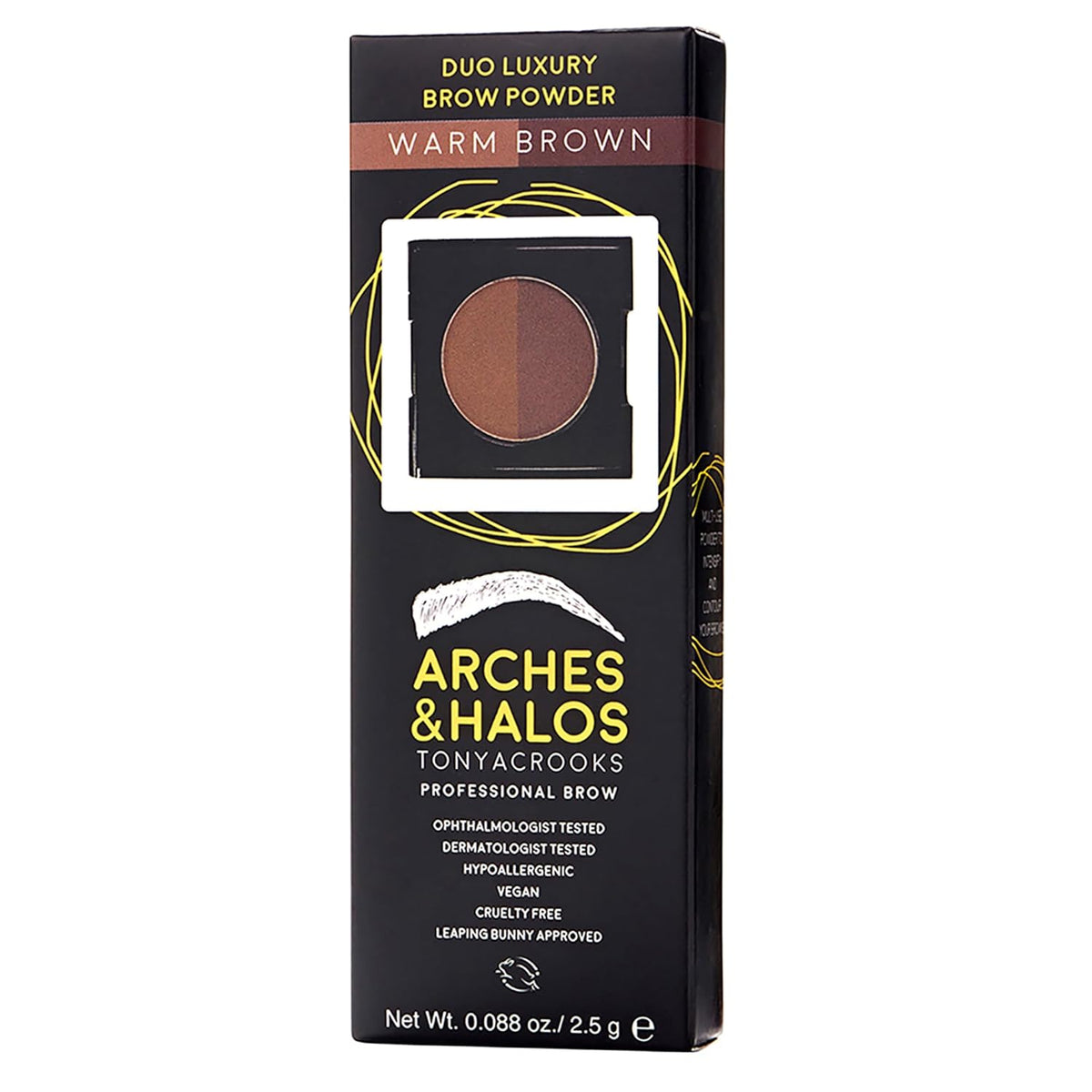 Arches and Halos Duo Luxury Brow Powder - Eyebrow Shaper and Color - Powder Compact with 2 Neutral