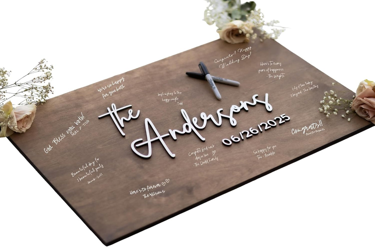 Personalized Last Name Guest Book, Unique Guest Book Sign, Custom Alternative Guest Book, Wooden
