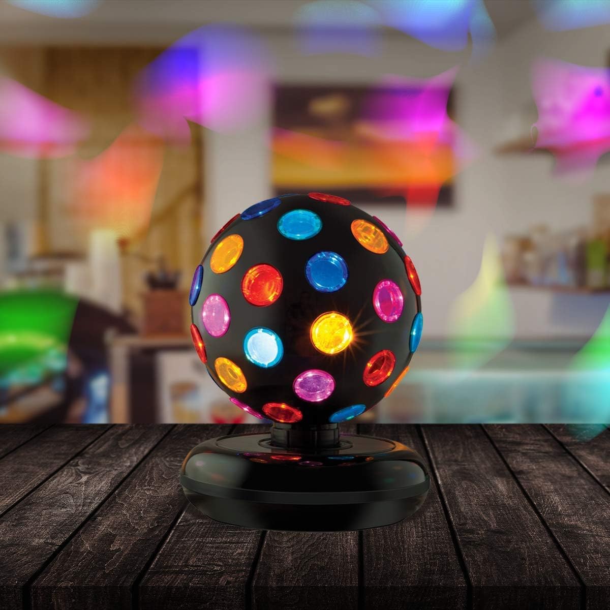 Kicko Spinning Disco Ball - 11-Inch Disco Ball Decor with Party Lights 360 Degree Rotating Neon LED